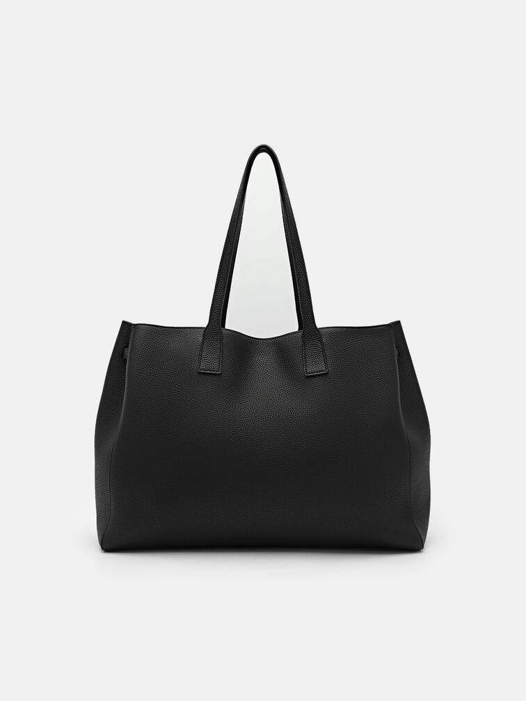 Demi Oversized Leather Tote Bag, Black