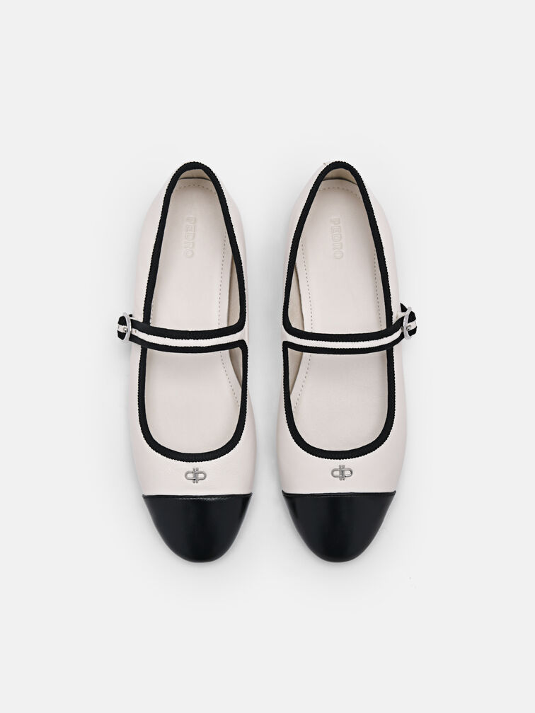 Alina Leather Ballerina Flats, Chalk