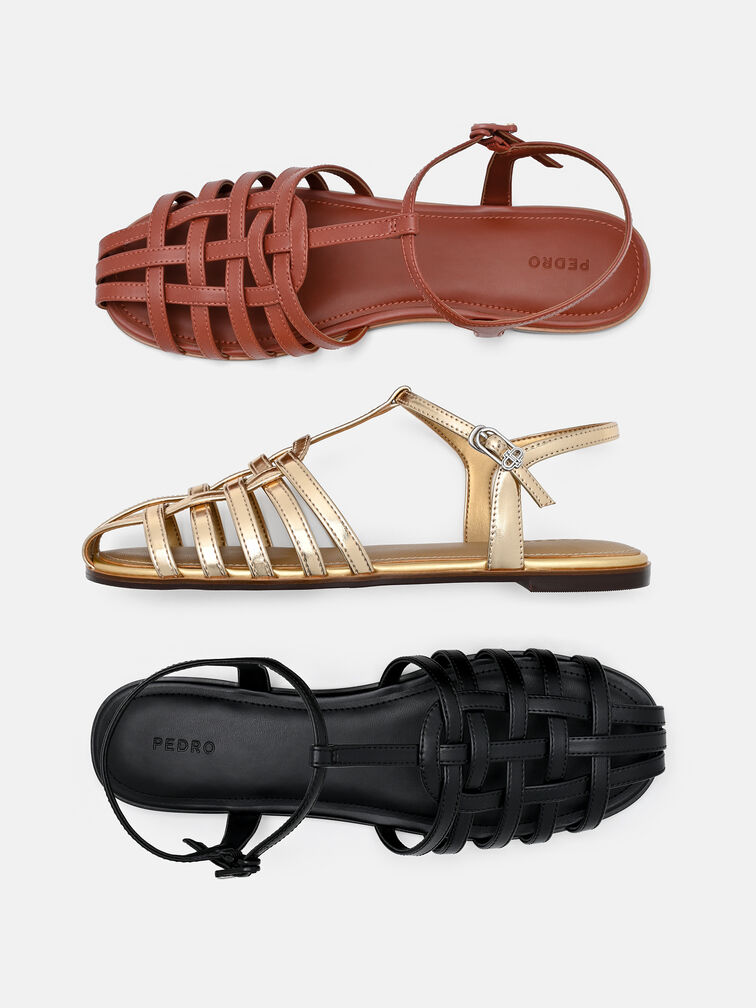 Talia Caged Sandals, Gold