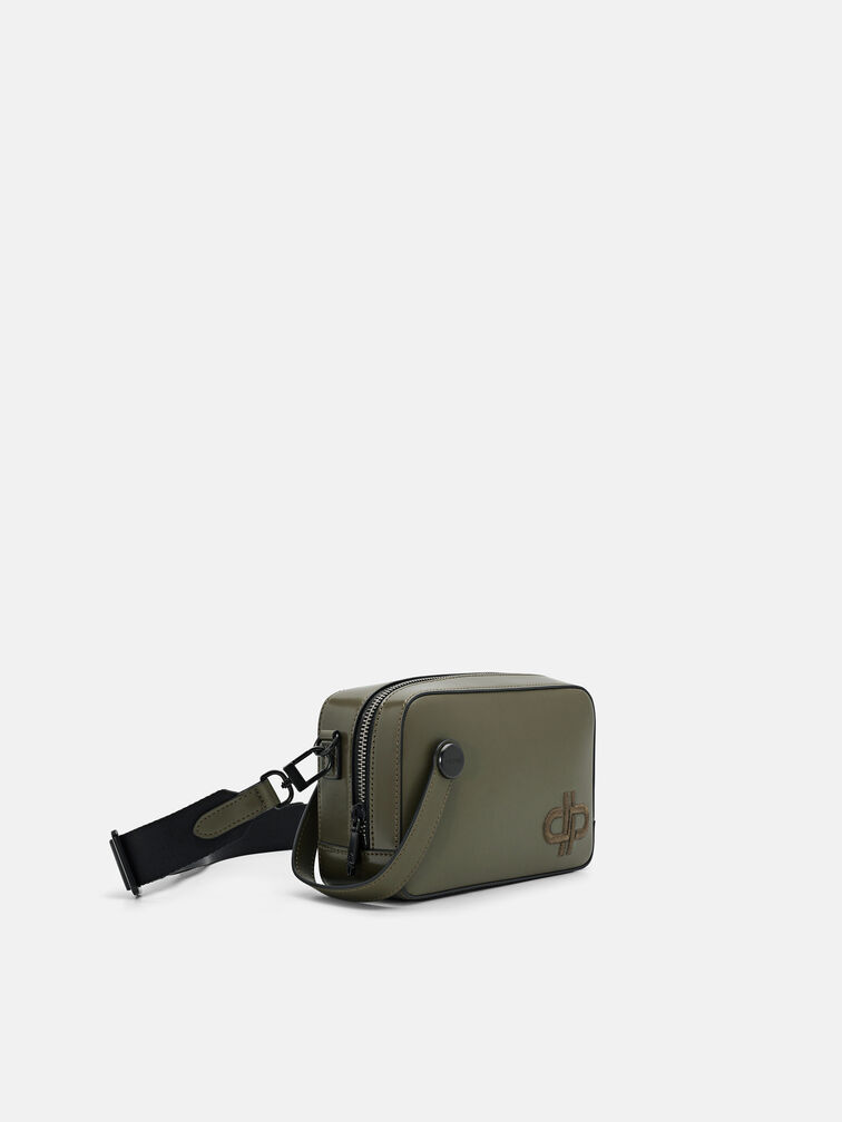 Leather Sling Bag, Military Green