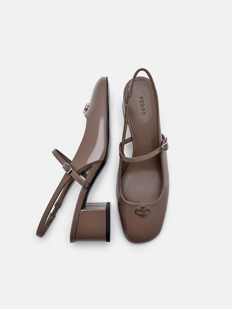 PEDRO Studio Patent Leather Slingback Pumps, Taupe