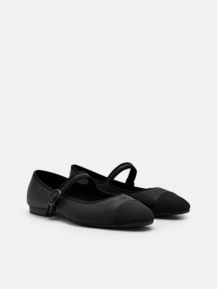 Alina Leather Ballerina Flats, Black