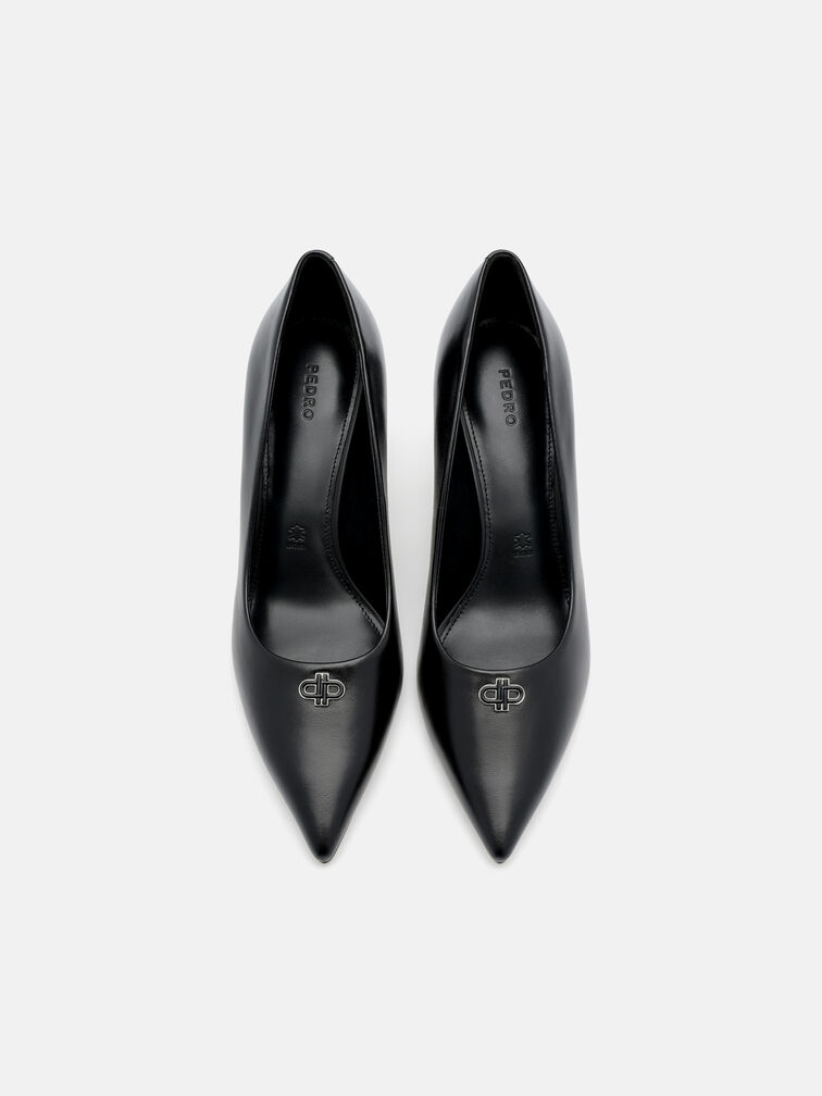 Leather Heel Pumps, Black