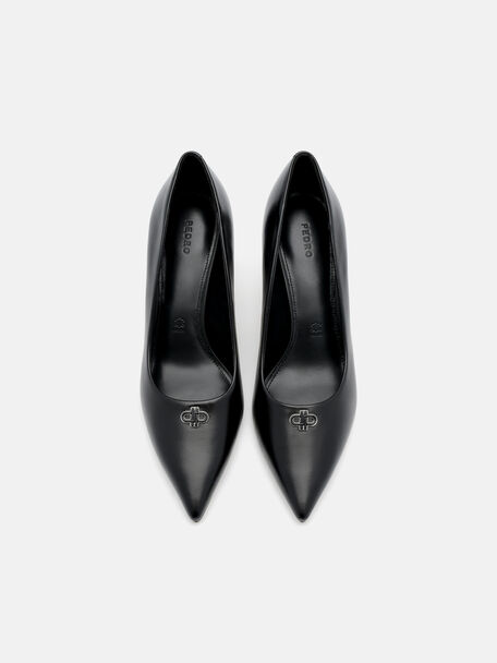 Leather Heel Pumps, Black