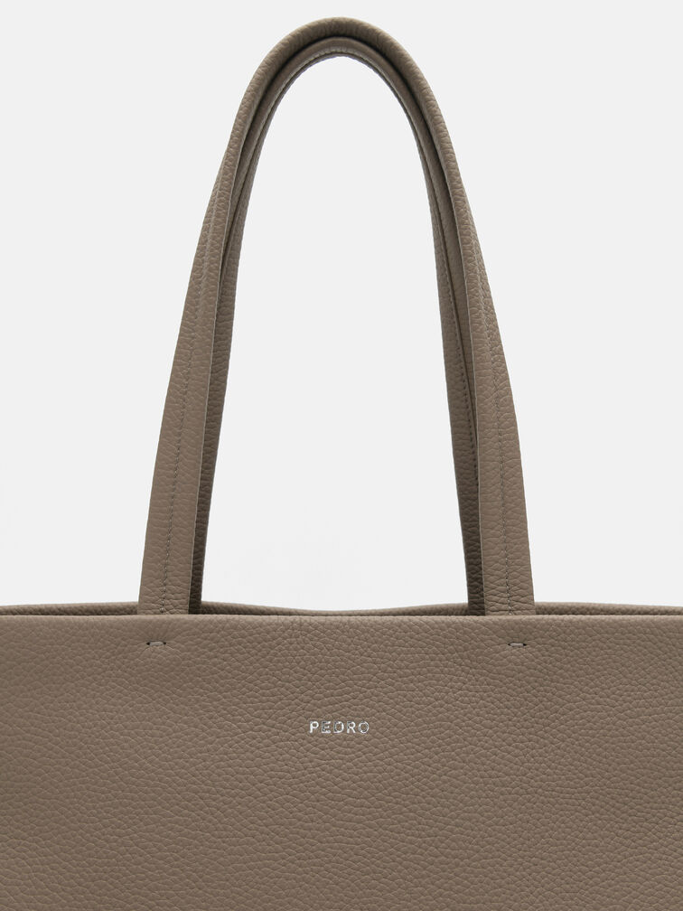 Asher Leather Tote Bag, Dark Taupe