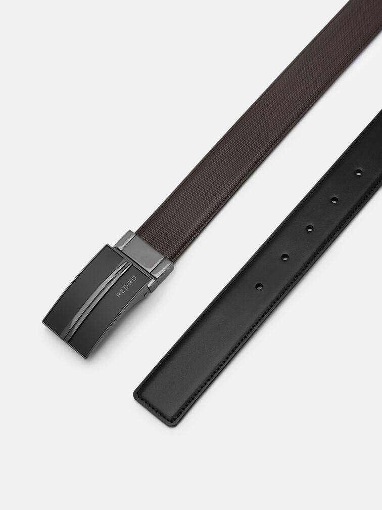 Leather Reversible Tang Belt, Black