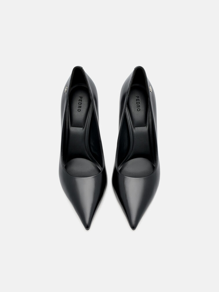 Leather Heel Pumps, Black