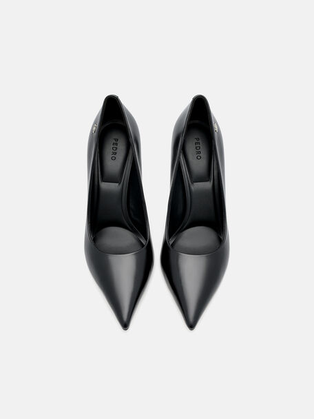 Leather Heel Pumps, Black