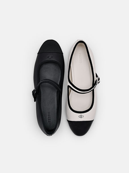 Alina Leather Ballerina Flats, Black