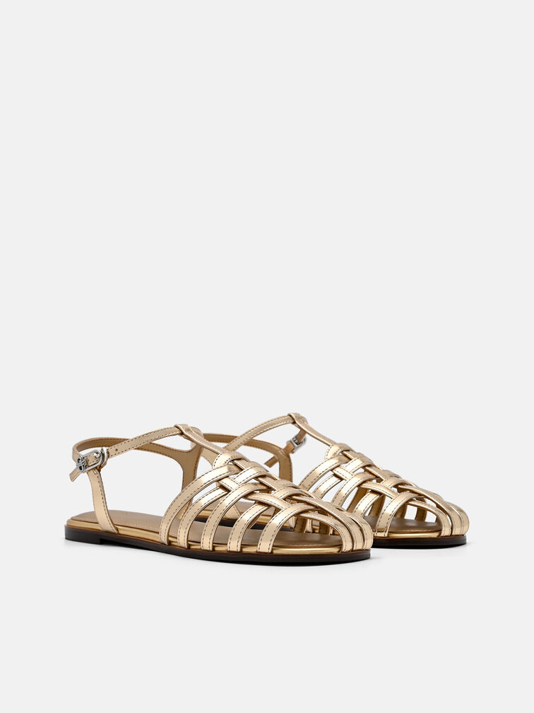 Talia Caged Sandals, Gold
