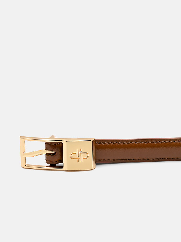 Leather Pin Belt, Cognac