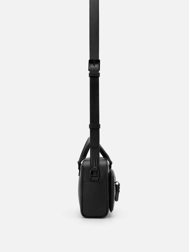Crosby Crossbody Bag, Black Embossed