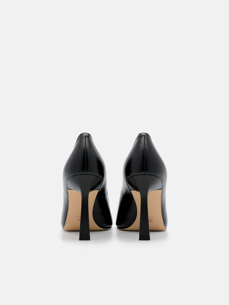 Leather Heel Pumps, Black