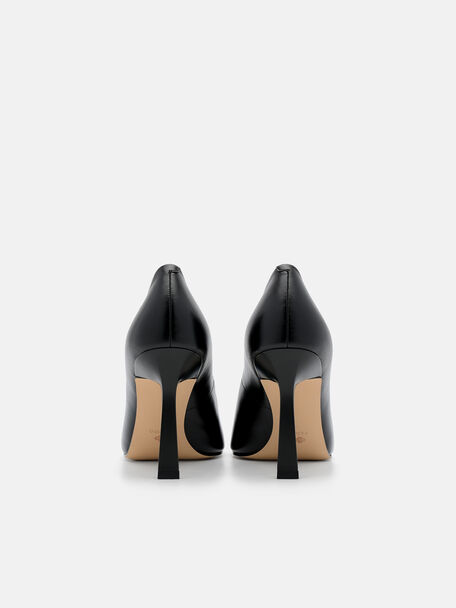 Leather Heel Pumps, Black