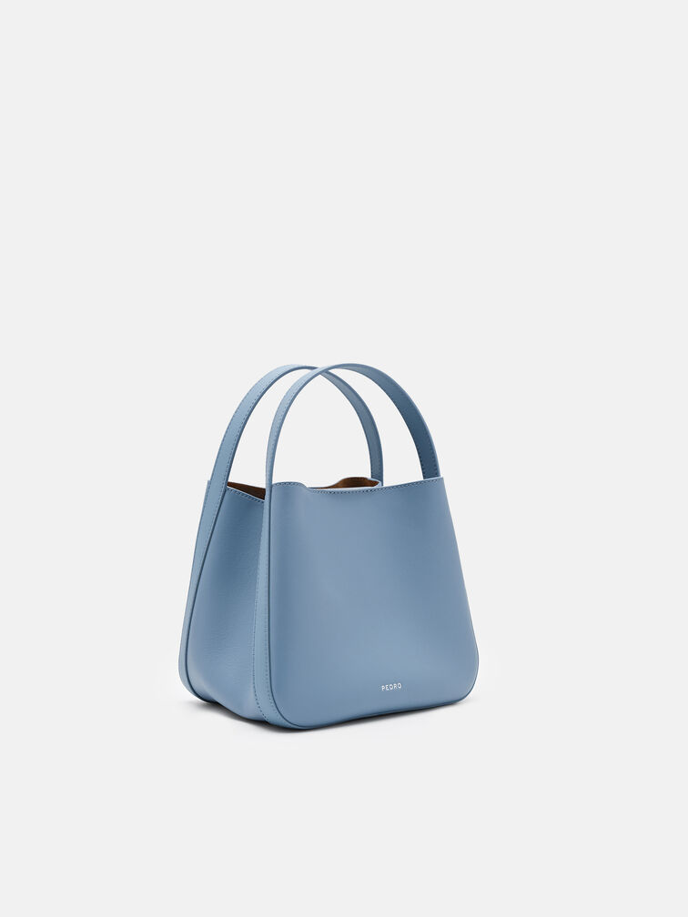 Dana Leather Bucket Bag, Slate Blue