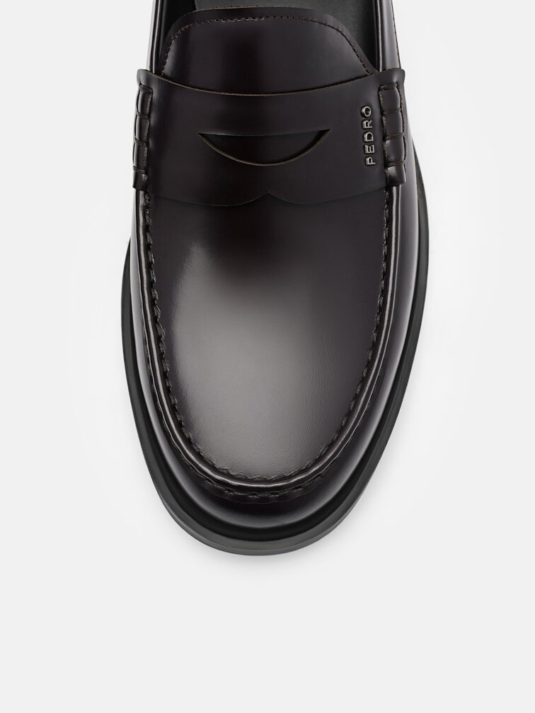 Kieran Leather Penny Loafers, Mahogany