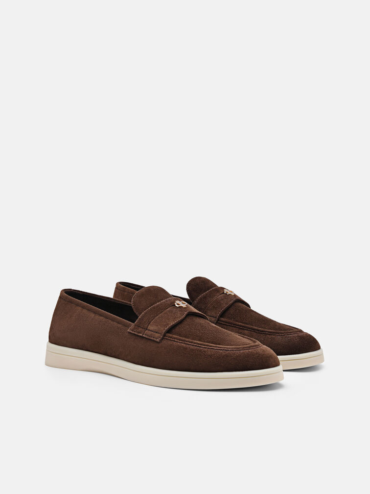 Suede Driving Shoes, Dark Brown