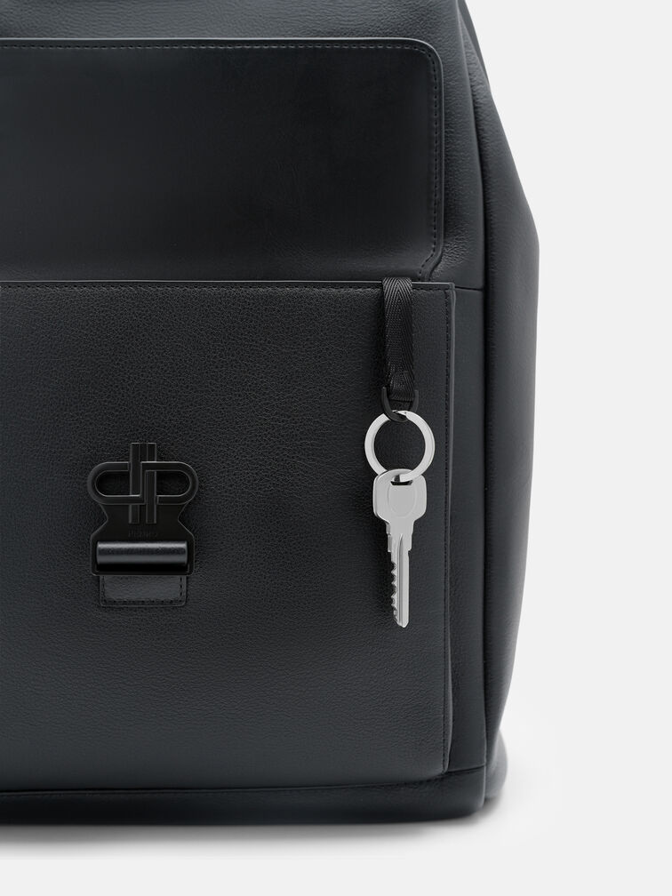 Tex Leather Backpack, Black Tumble