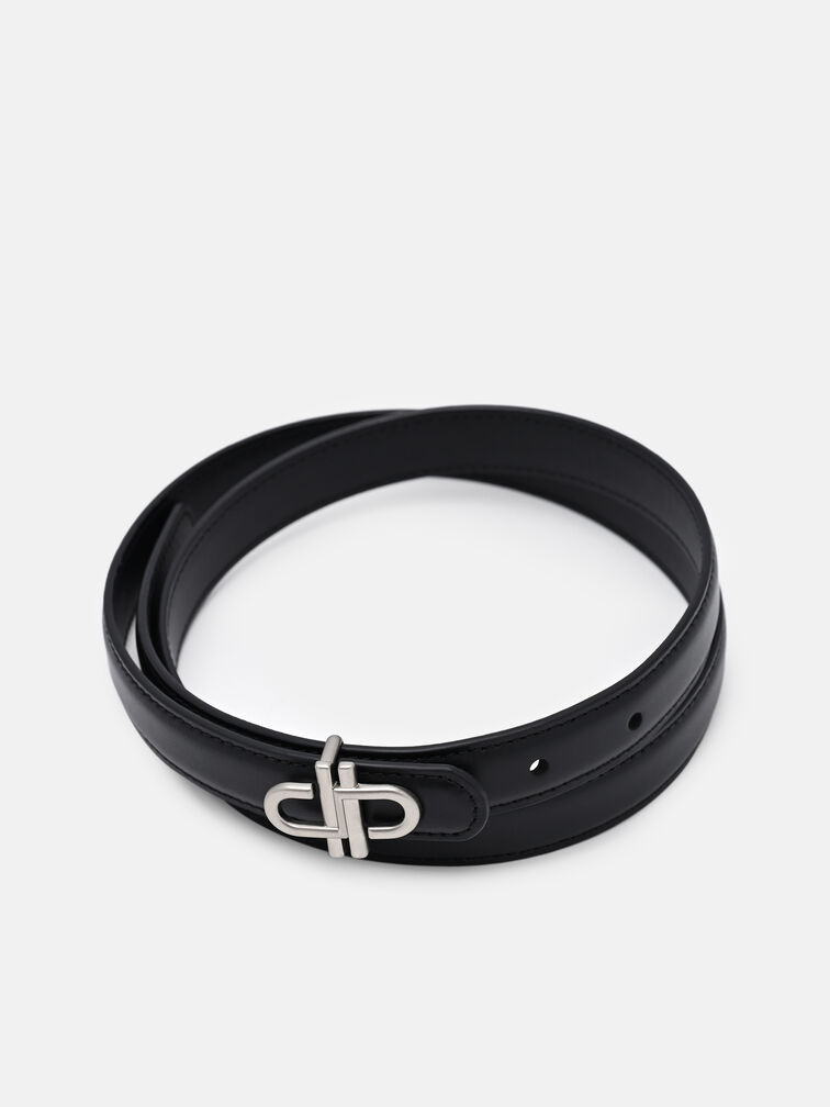 Leather Tang Belt, Black
