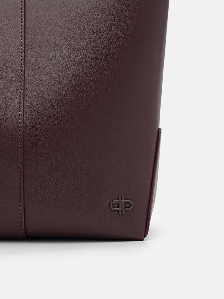 Leather Hobo Bag, Wine
