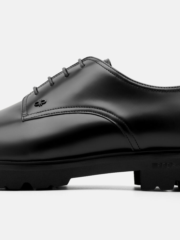 Anders Leather Derby Shoes, Black