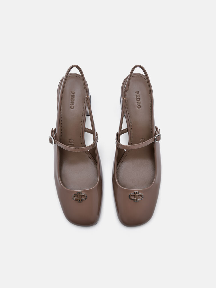 PEDRO Studio Patent Leather Slingback Pumps, Taupe