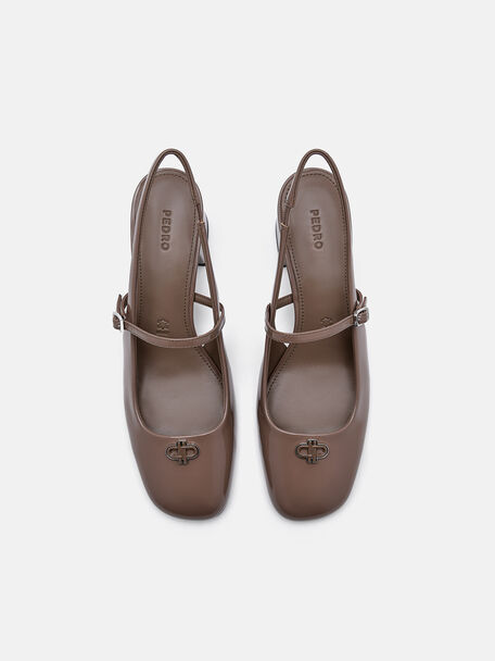 PEDRO Studio Patent Leather Slingback Pumps, Taupe