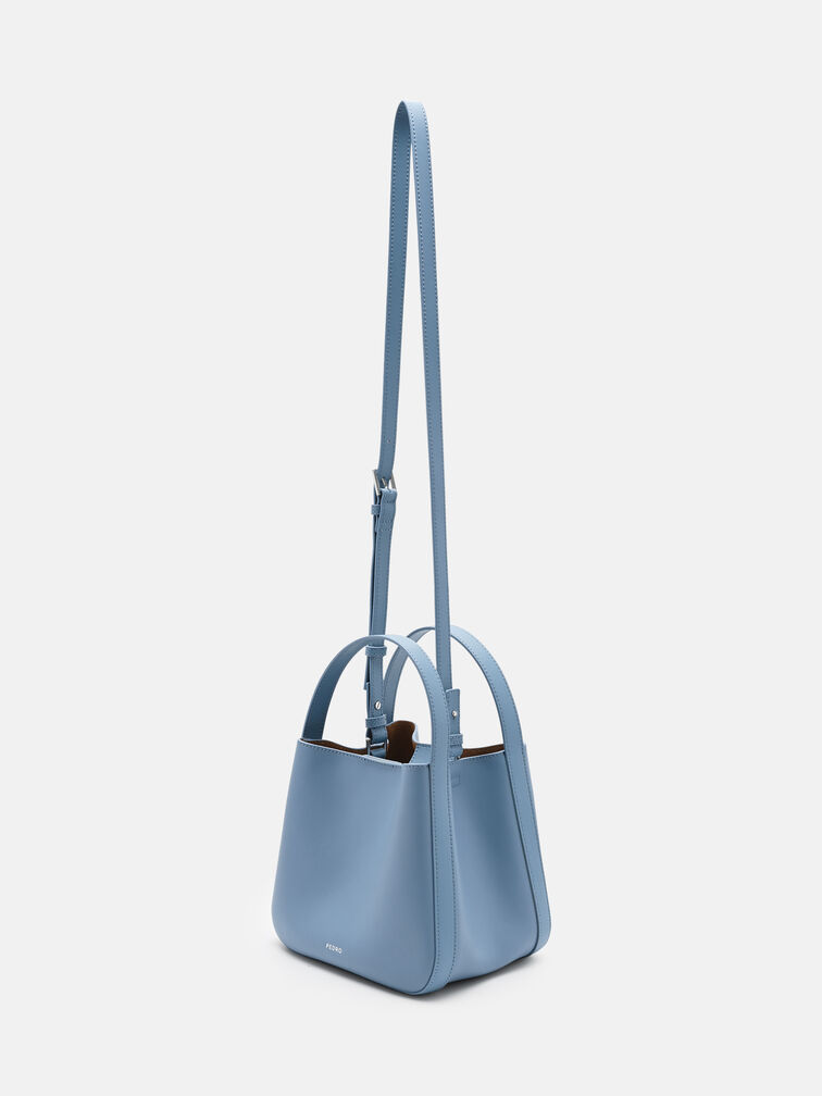 Dana Leather Bucket Bag, Slate Blue