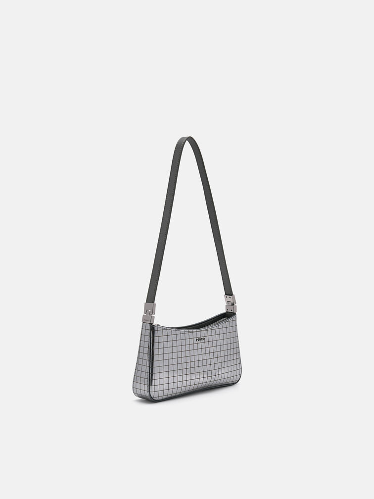 Jatte Metallic Leather Pouch, Silver