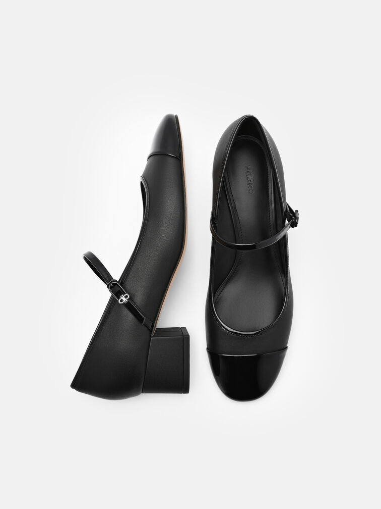 Claude Leather Mary Jane Pumps, Black