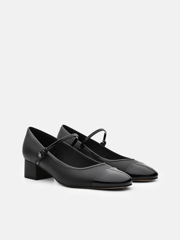 Claude Leather Mary Jane Pumps, Black