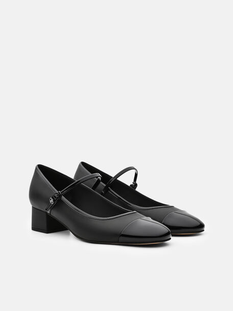 Claude Leather Mary Jane Pumps, Black