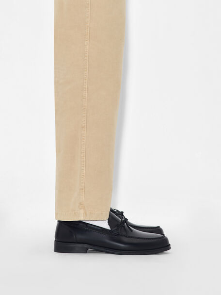 Leather Bow Loafers, Black