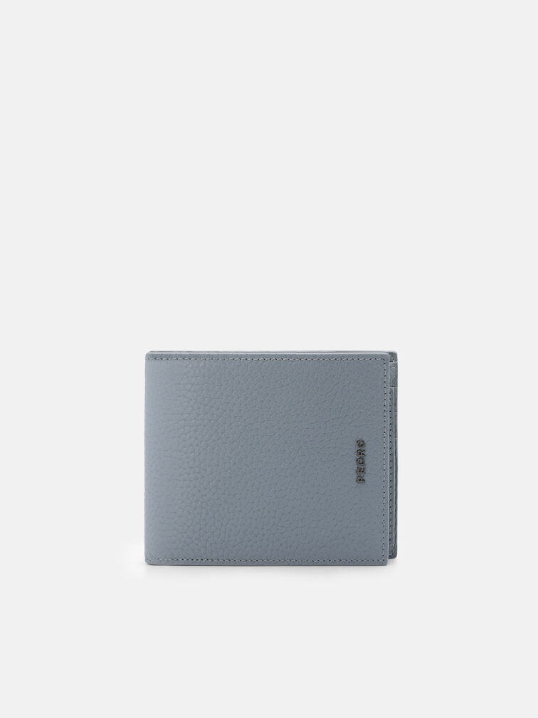 Tumbled Leather Bi-Fold Wallet with Insert, Slate Blue Tumble