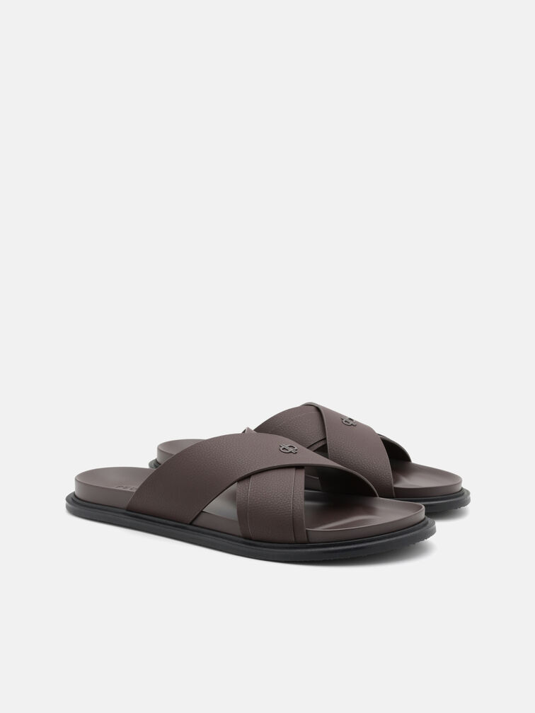 Cross Sandals, Dark Brown