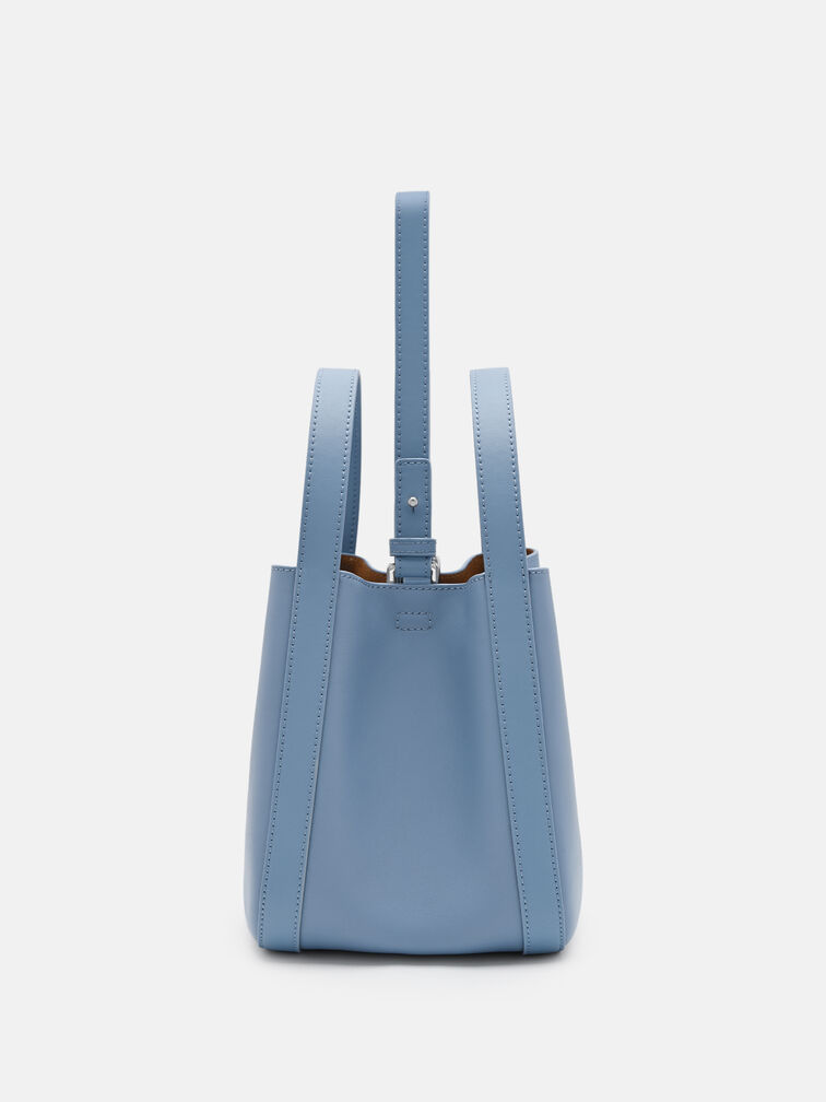 Dana Leather Bucket Bag, Slate Blue
