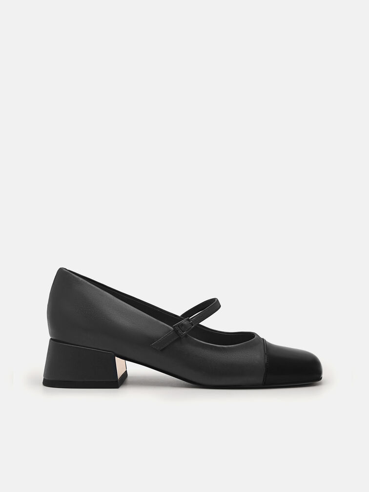 Bianca Leather Mary Jane Pumps, Black