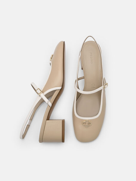 Slingback Heel Pumps, Nude