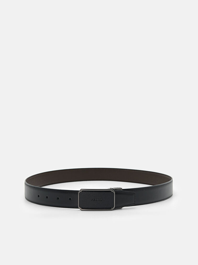 Leather Reversible Tang Belt, Black