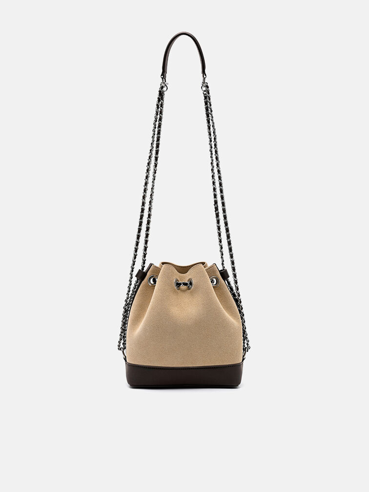 Suede Mini Bucket Bag, Multi