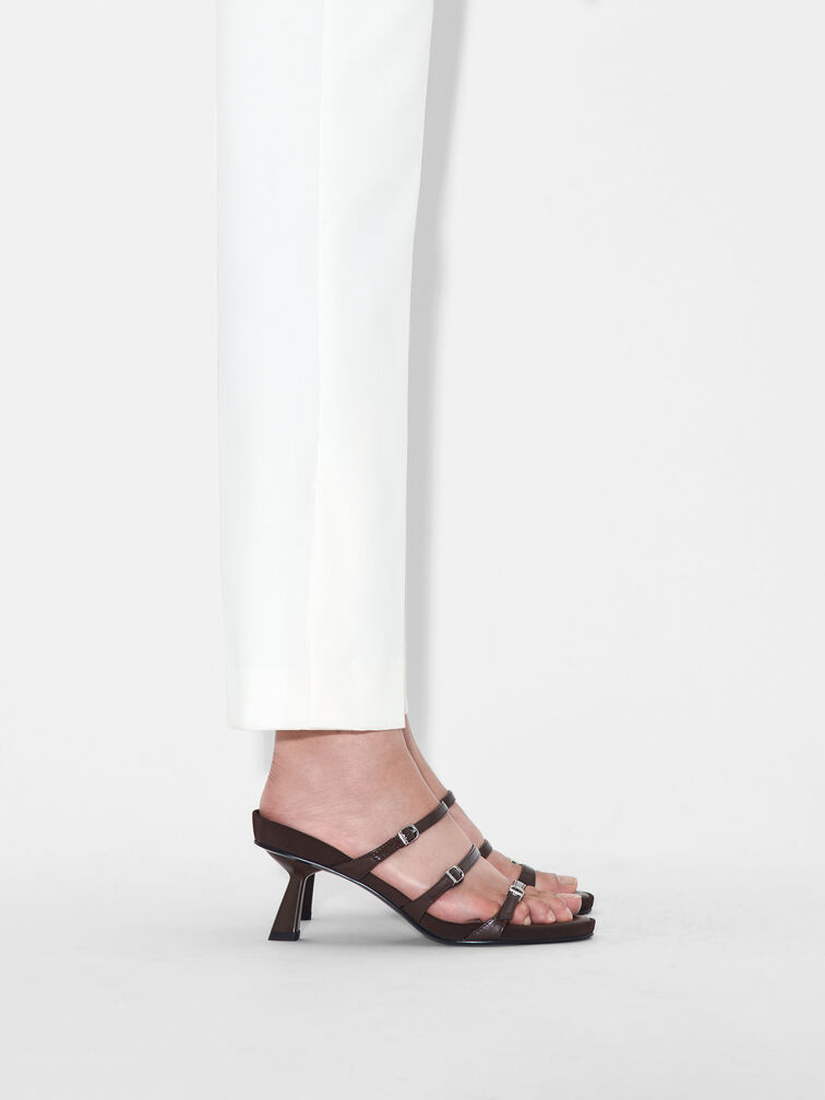 Helix Heel Sandals, Dark Brown