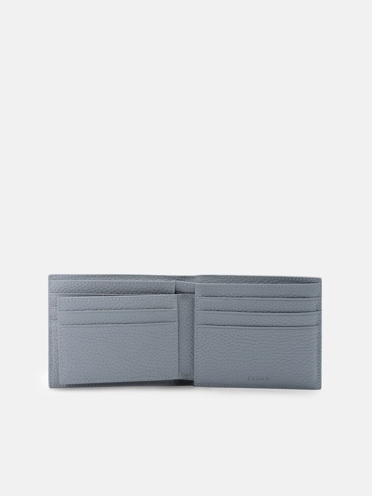 Tumbled Leather Bi-Fold Wallet with Insert, Slate Blue Tumble