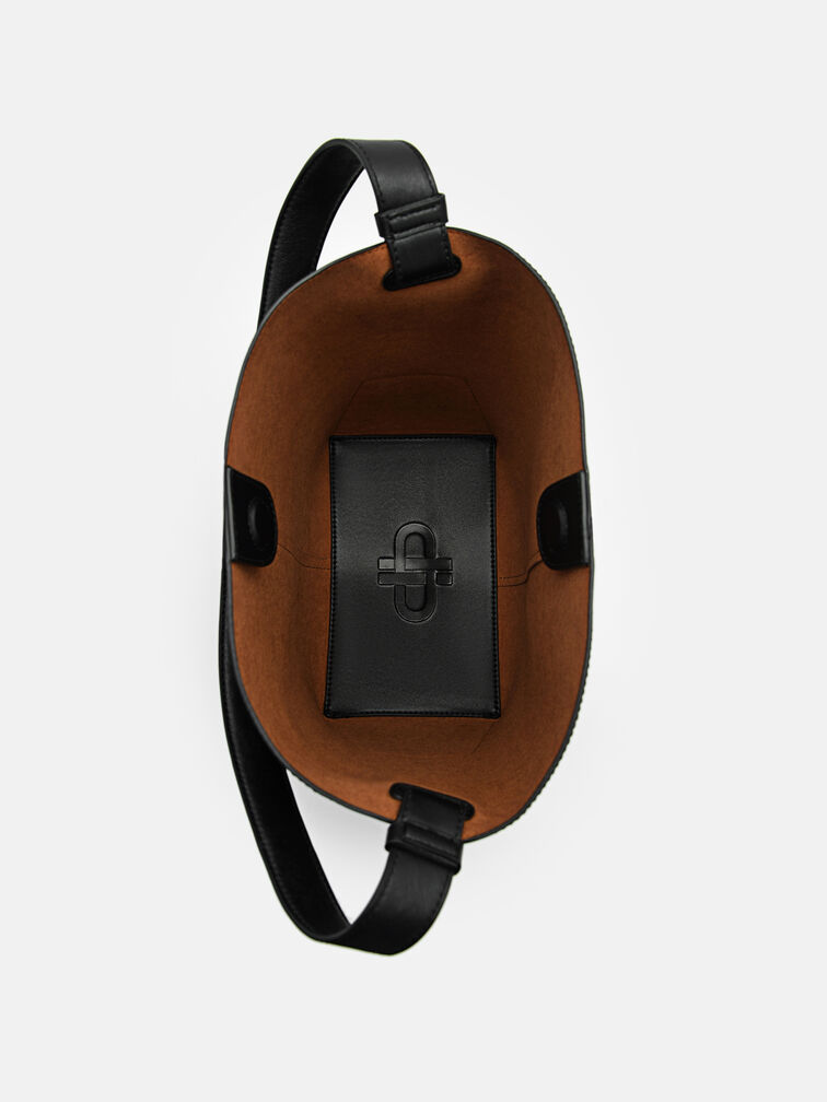 Leather Hobo Bag, Black