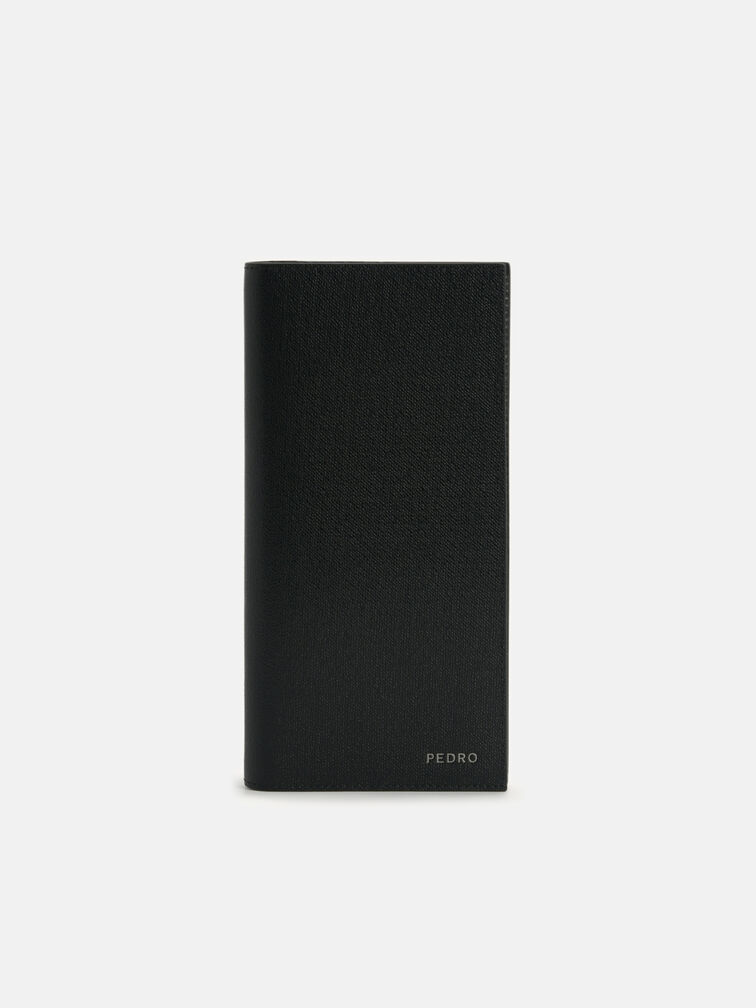 Full-Grain Long Leather Wallet, Black