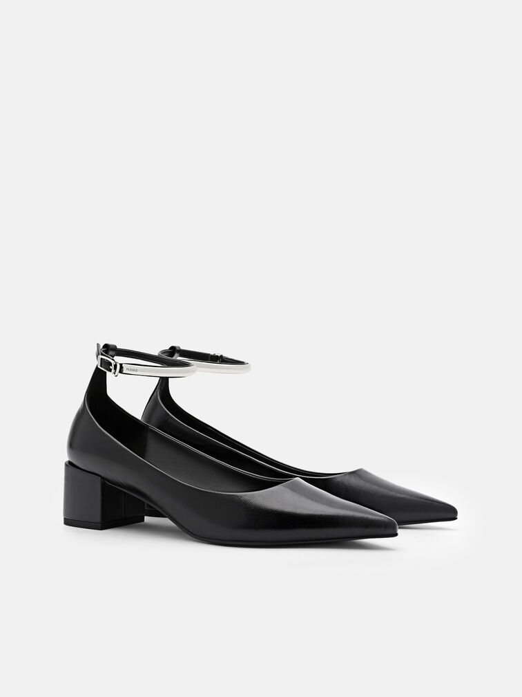 Lia Leather Heel Pumps, Black