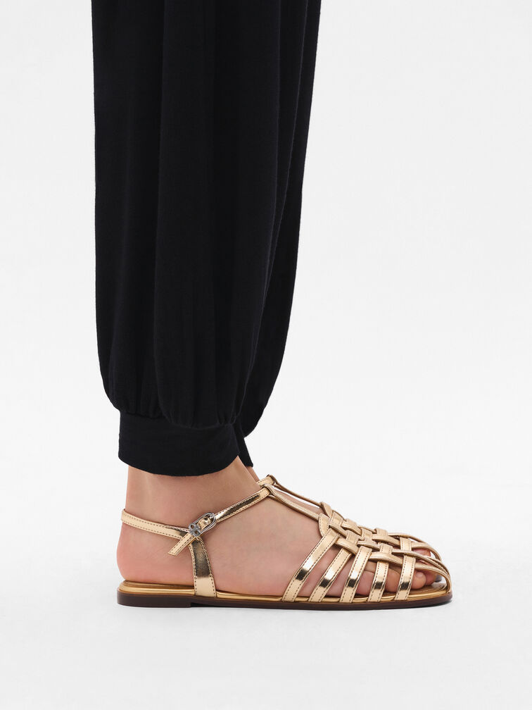 Talia Caged Sandals, Gold