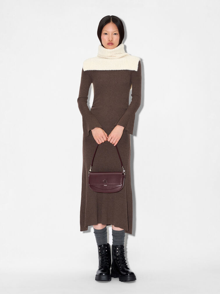 Leather Shoulder Bag, Wine