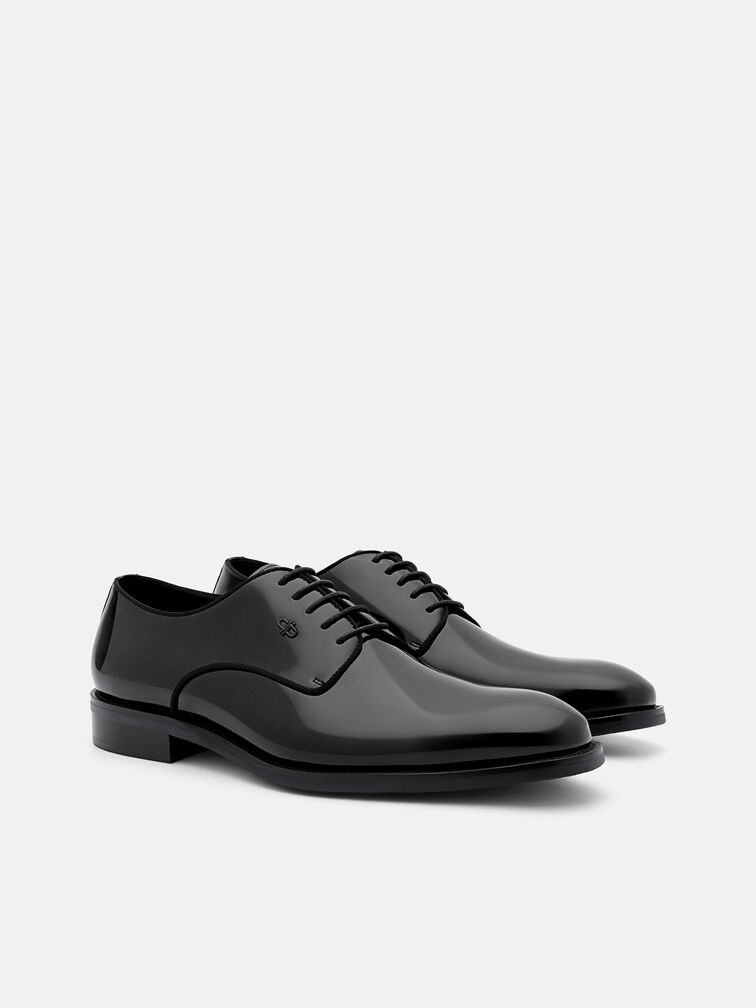 Patent Leather Derby Shoes, Black