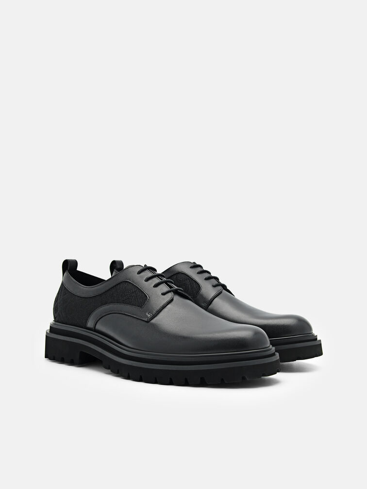 Leather Derby Shoes, Black
