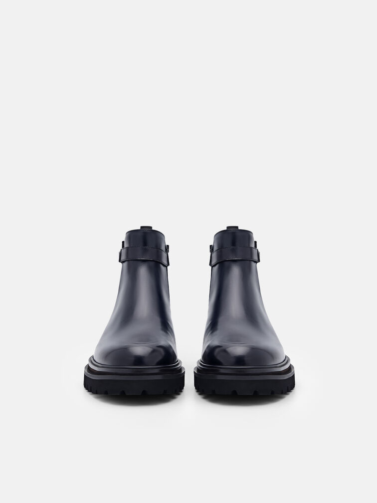 Leather Chelsea Boots, Navy